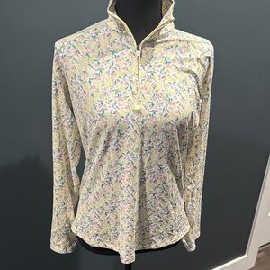 Walter Hagen Floral/Lemon Long Sleeve Top Quarter Zip